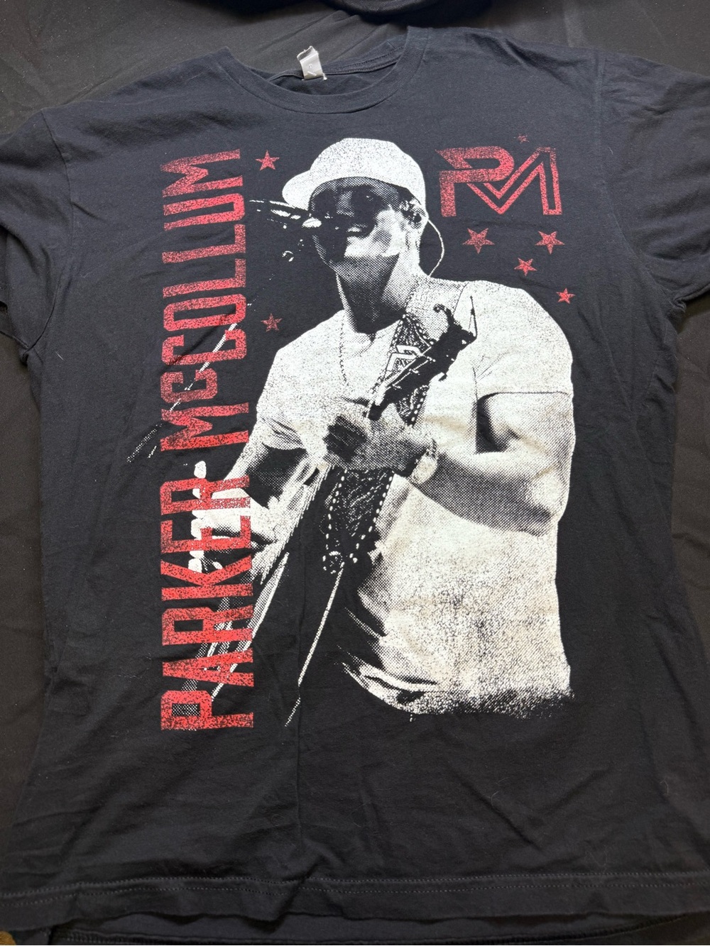 Parker McCollum Next Level Apparel Black Tee with Red and White Graphic